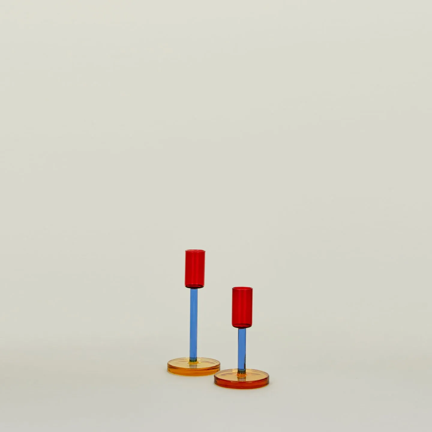 Color Block Candle Holder - Red/Blue