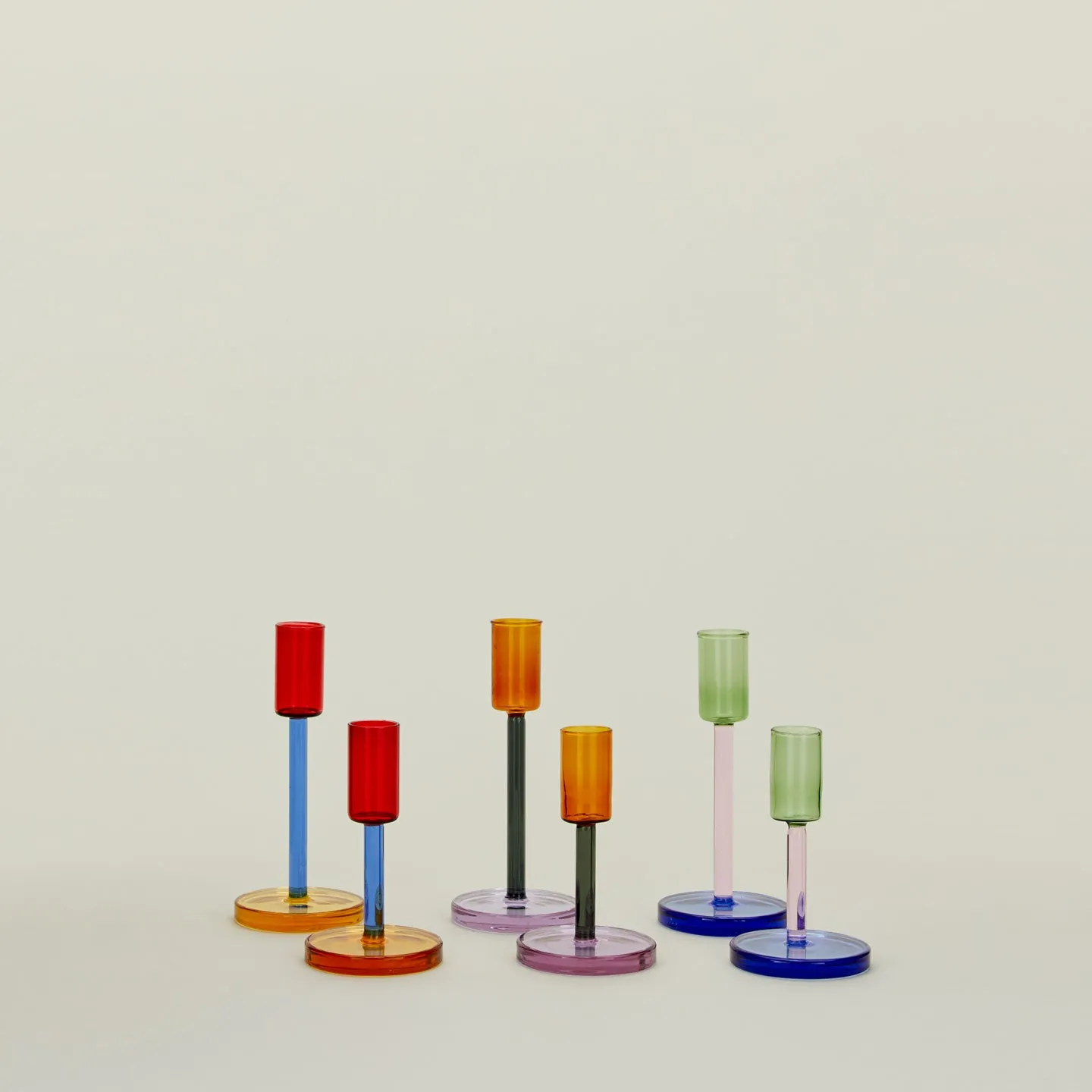 Color Block Candle Holder - Red/Blue
