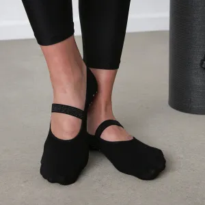 Cotton, Anti-Slip, Black, Yoga, Pilates Socks