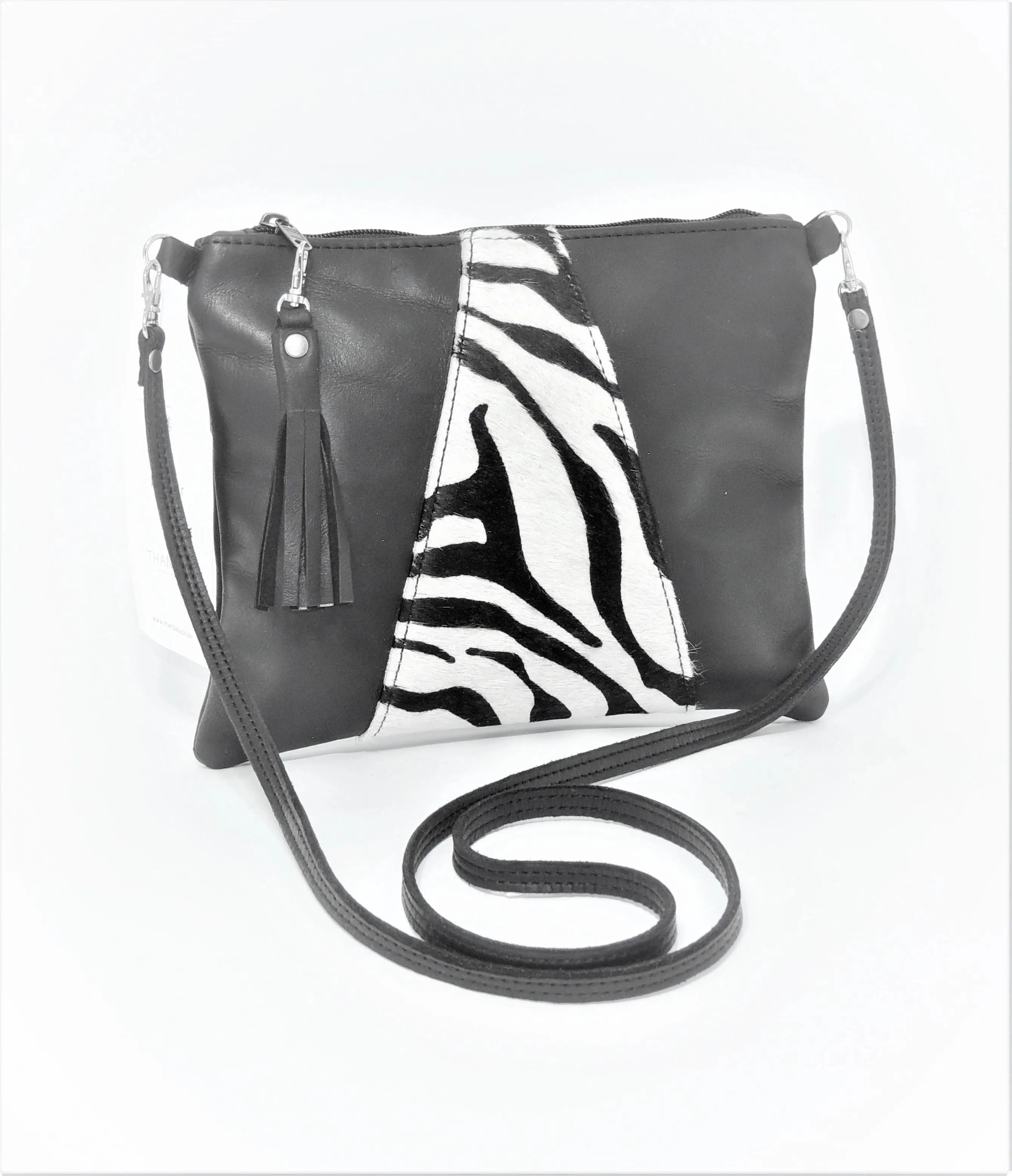 Crossover with designer print Fur Leather Handbag