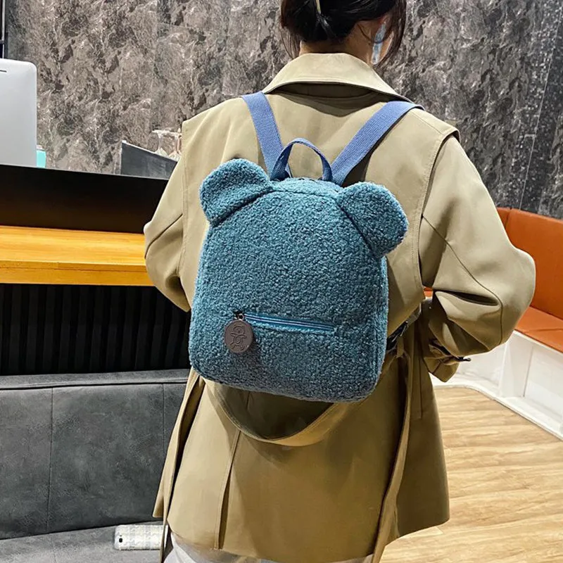 Cute Bear Shaped Shoulder Backpack – Portable Travel & Shopping Rucksack for Kids and Women