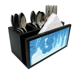 Cutlery Tissue Holder Napkin Stand -  Arctic Blue Space Watercolor