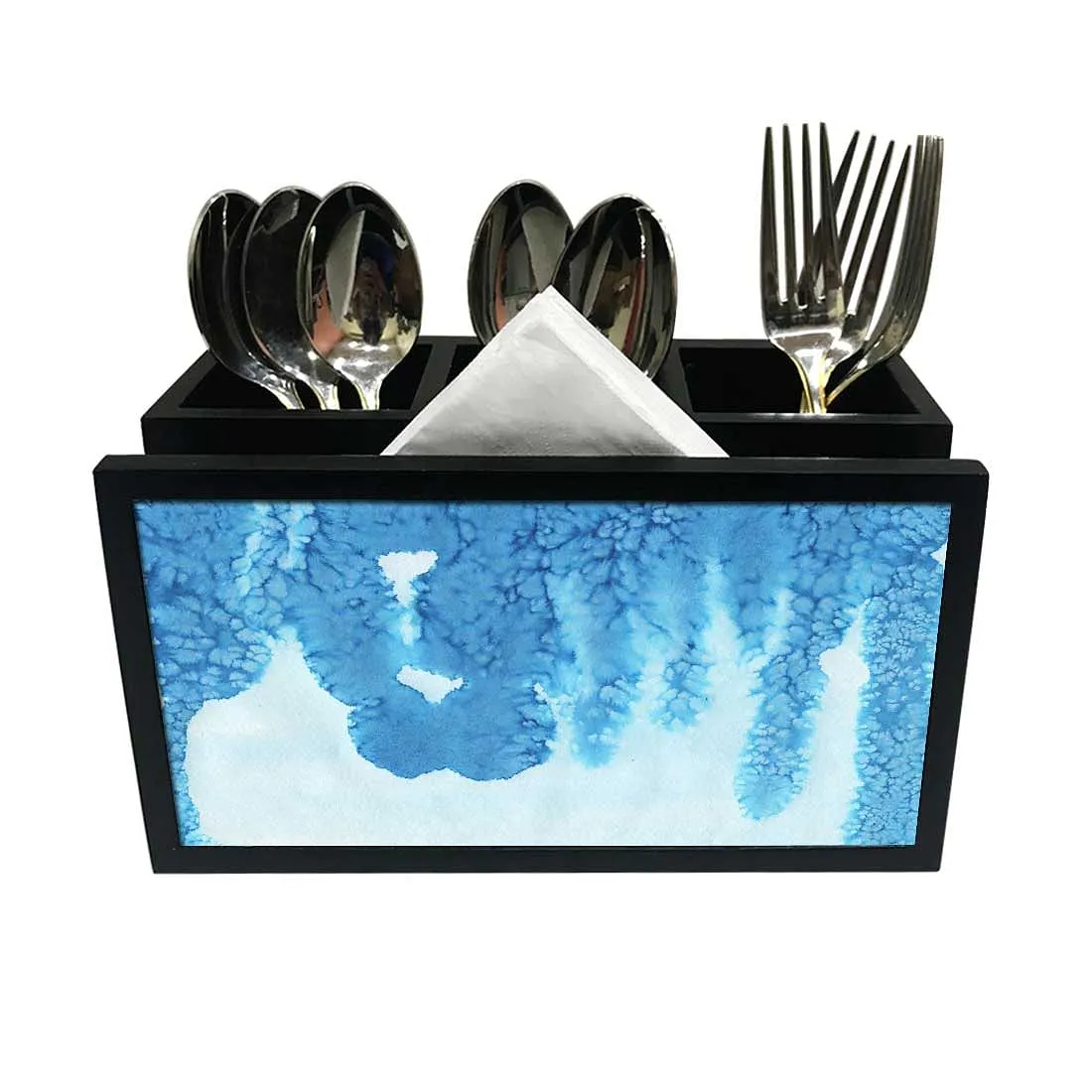 Cutlery Tissue Holder Napkin Stand -  Arctic Blue Space Watercolor