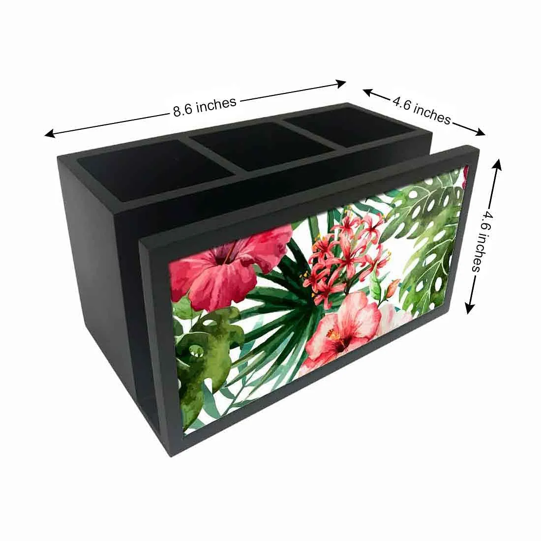 Cutlery Tissue Holder Napkin Stand -  Hibiscus and Green Leaf