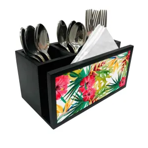 Cutlery Tissue Holder Napkin Stand -  Hibiscus and Leaf