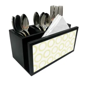 Cutlery Tissue Holder Napkin Stand -  Yellow Circle Design