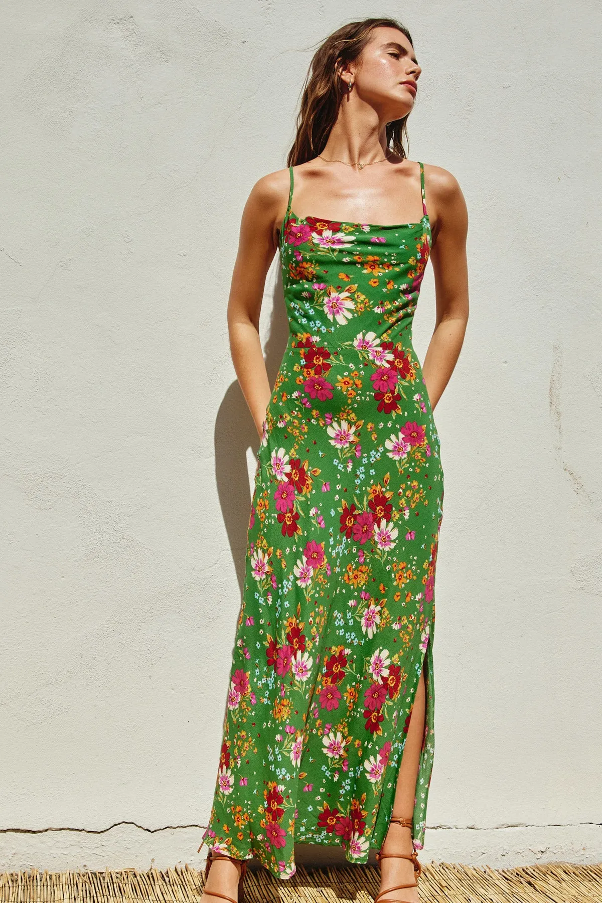 Dress Forum Spring Fling Cowl Neck Criss Cross Maxi Dress