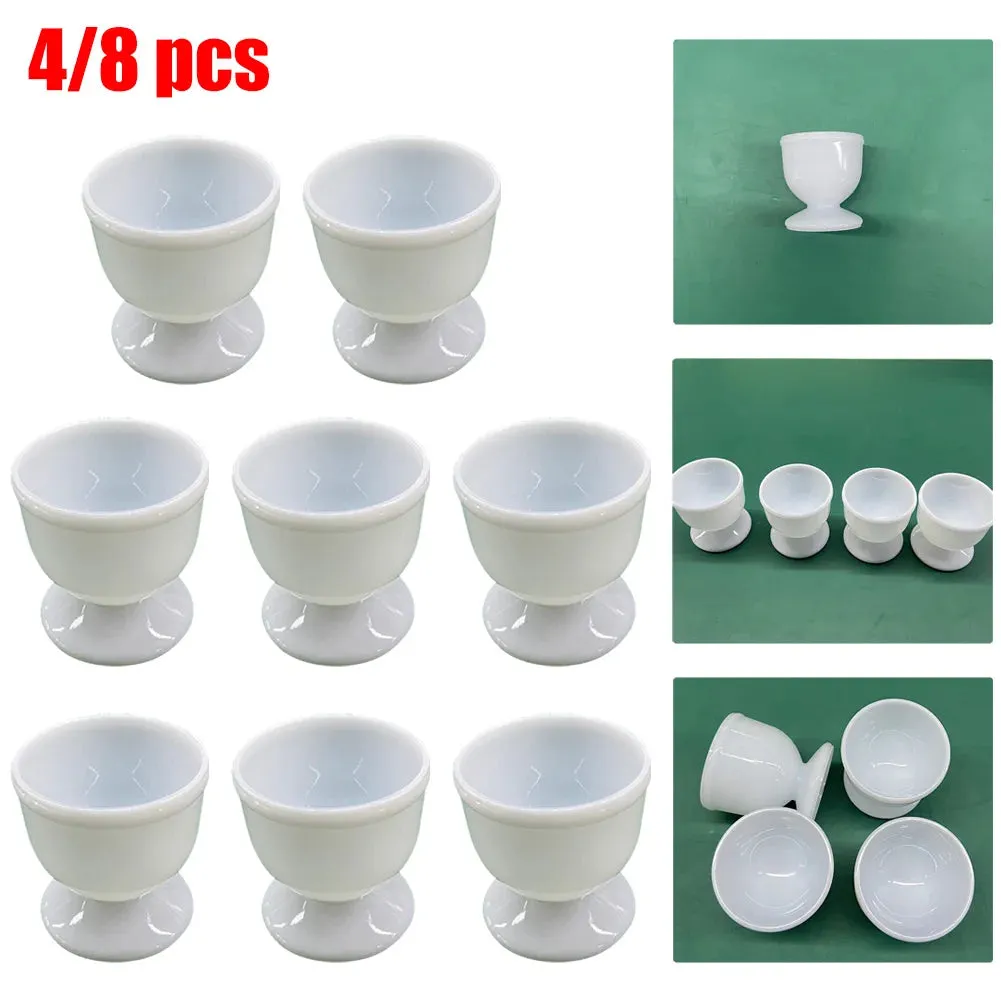 Egg Cup Holder White Plastic for Boiled Egg (4pcs/8pcs)