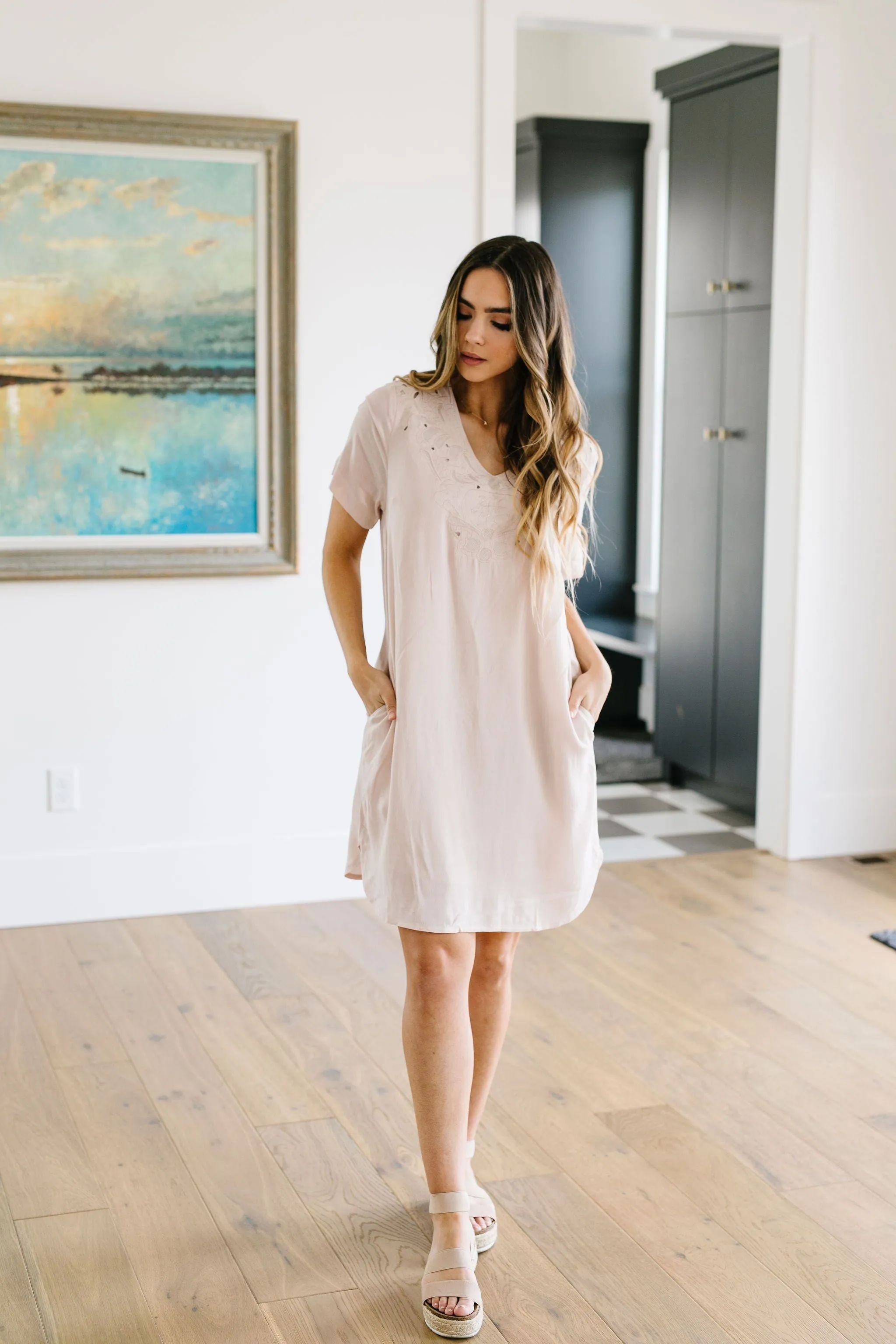 Elegantly Embroidered Shirt Dress