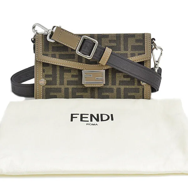 Fendi Canvas Zucca Baguette Soft Trunk Shoulder Bag
