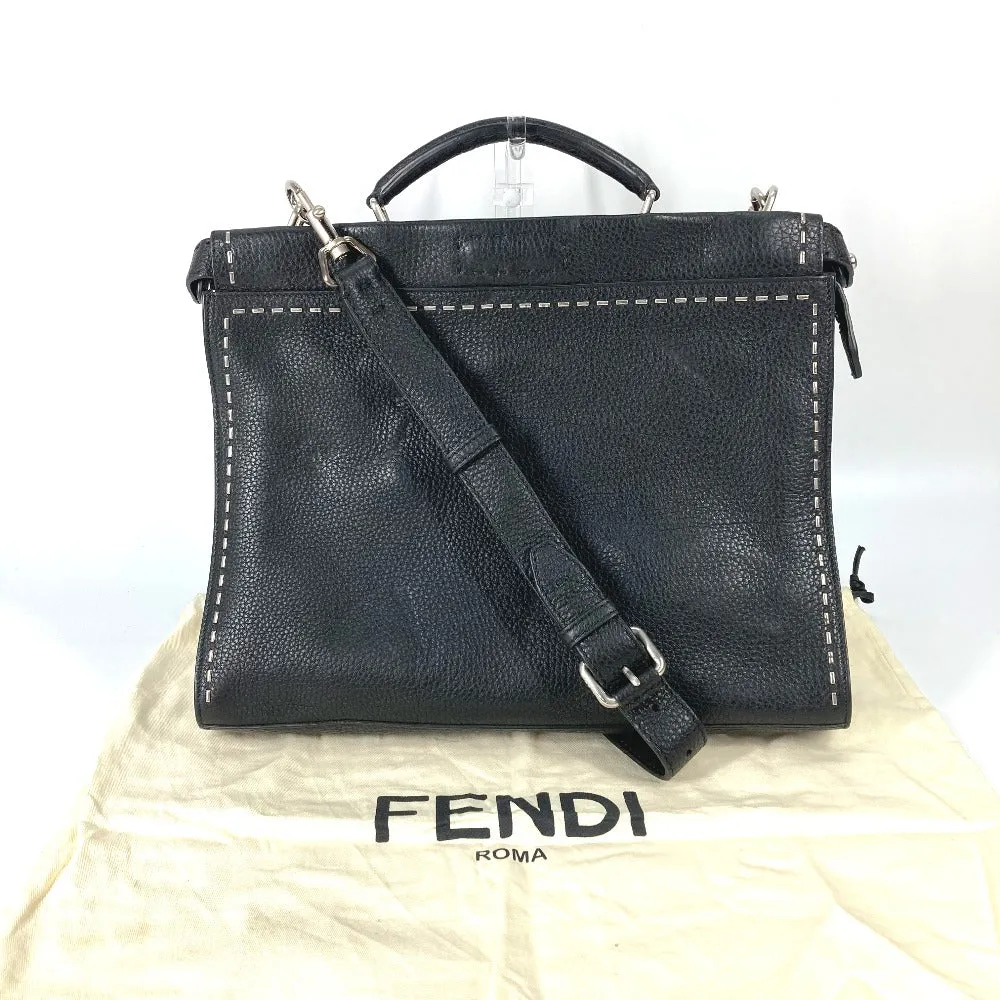 FENDI Handbag 7VA406 leather black Shoulder Bag Crossbody bag Selleria Peekaboo Iconic Fit mens Used