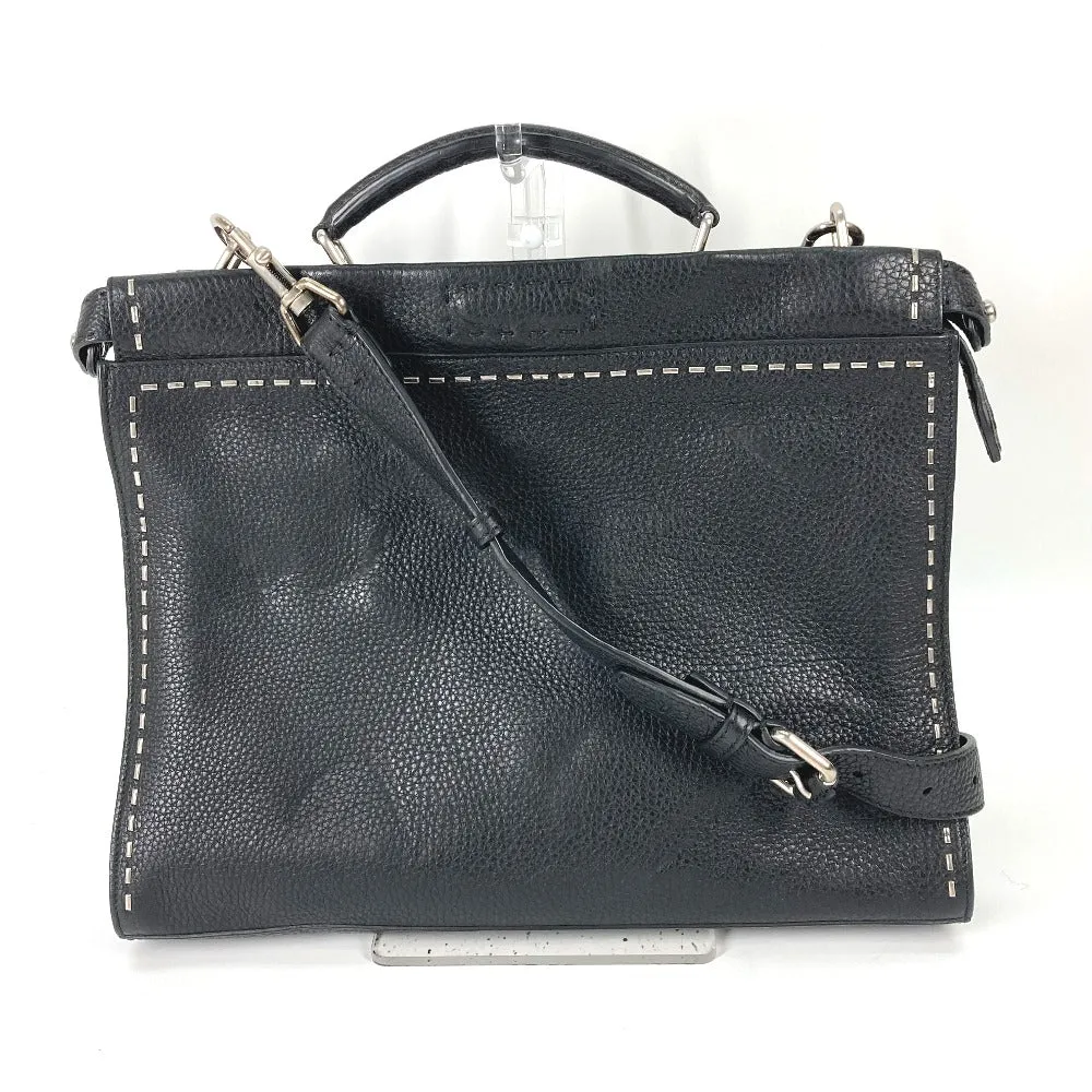 FENDI Handbag 7VA406 leather black Shoulder Bag Crossbody bag Selleria Peekaboo Iconic Fit mens Used