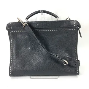 FENDI Handbag 7VA406 leather black Shoulder Bag Crossbody bag Selleria Peekaboo Iconic Fit mens Used