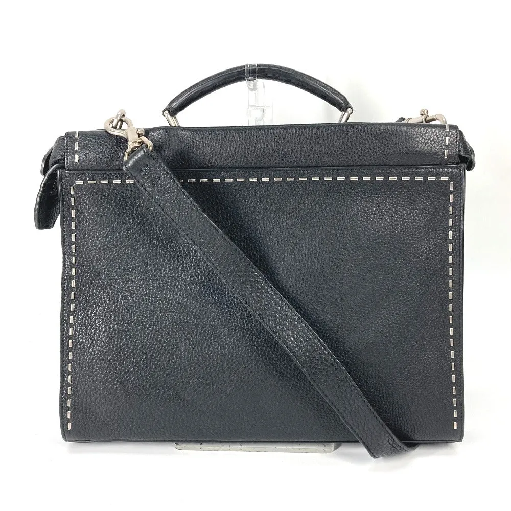 FENDI Handbag 7VA406 leather black Shoulder Bag Crossbody bag Selleria Peekaboo Iconic Fit mens Used