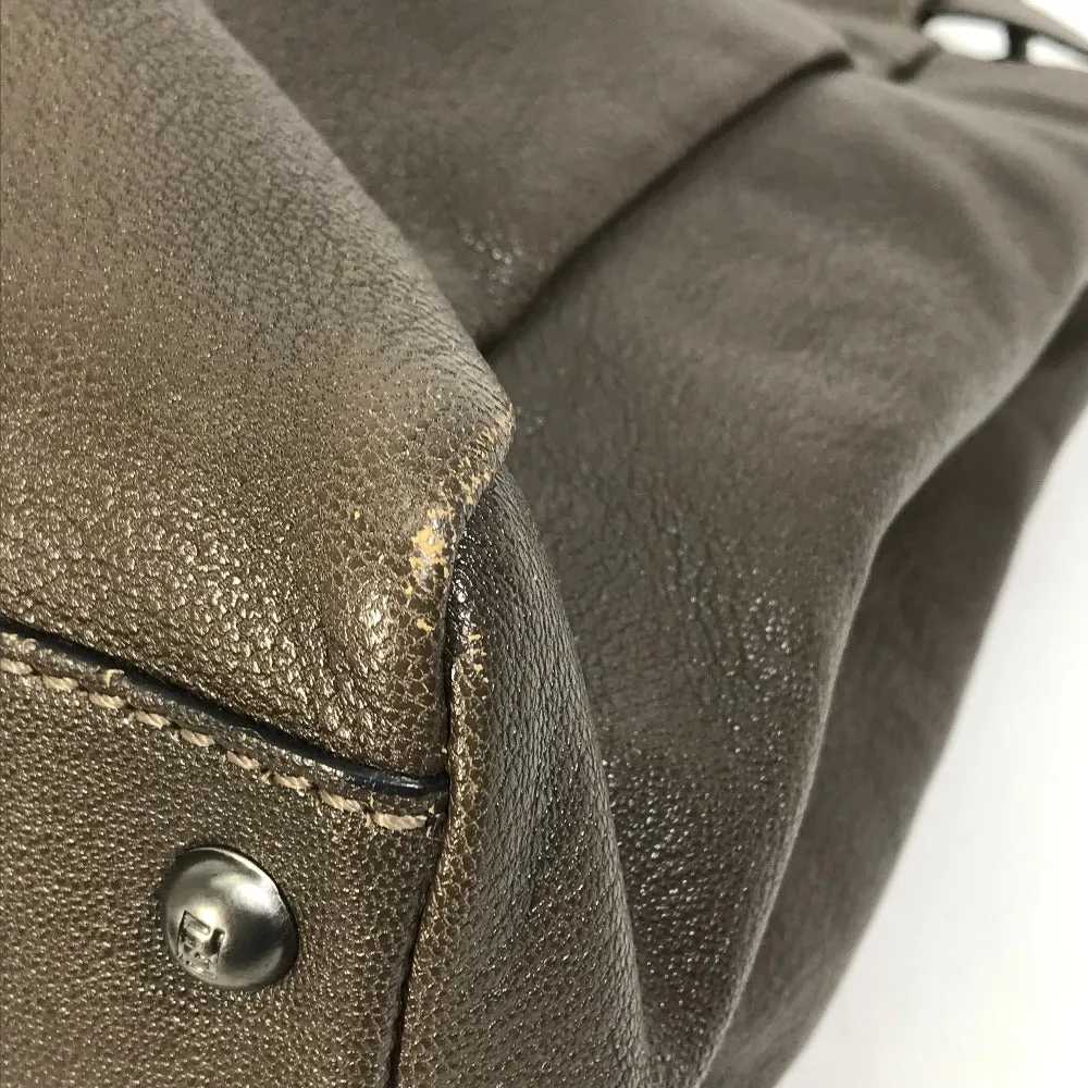 FENDI Handbag 8BN210 leather gray Inner Zucca Pattern Shoulder Bag Tote Bag Peekaboo Large Women Used
