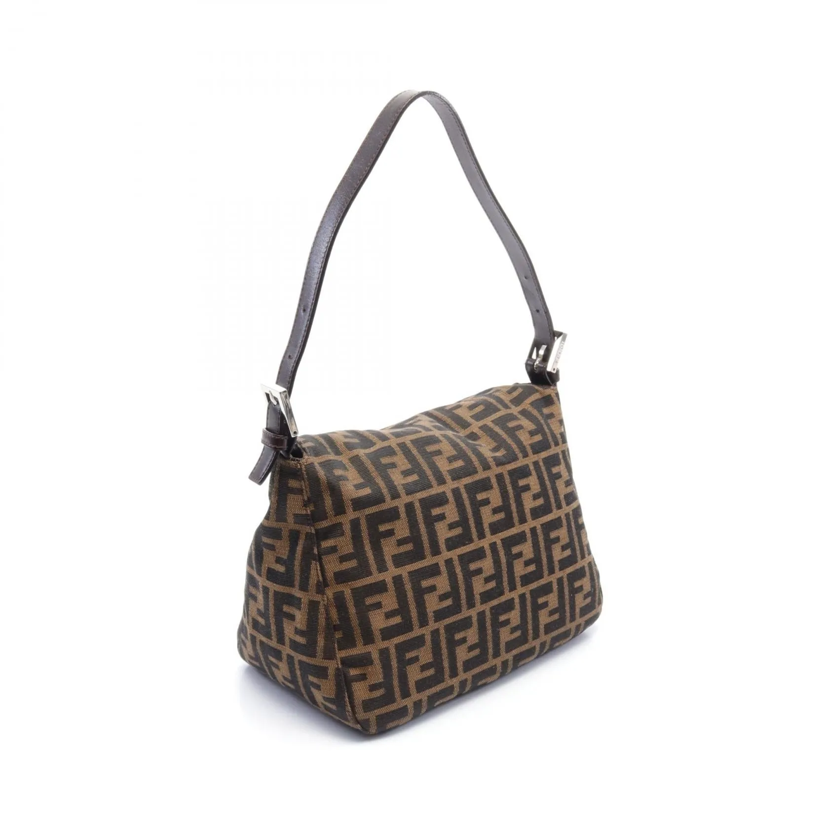 Fendi Zucca Canvas Leather Shoulder Bag