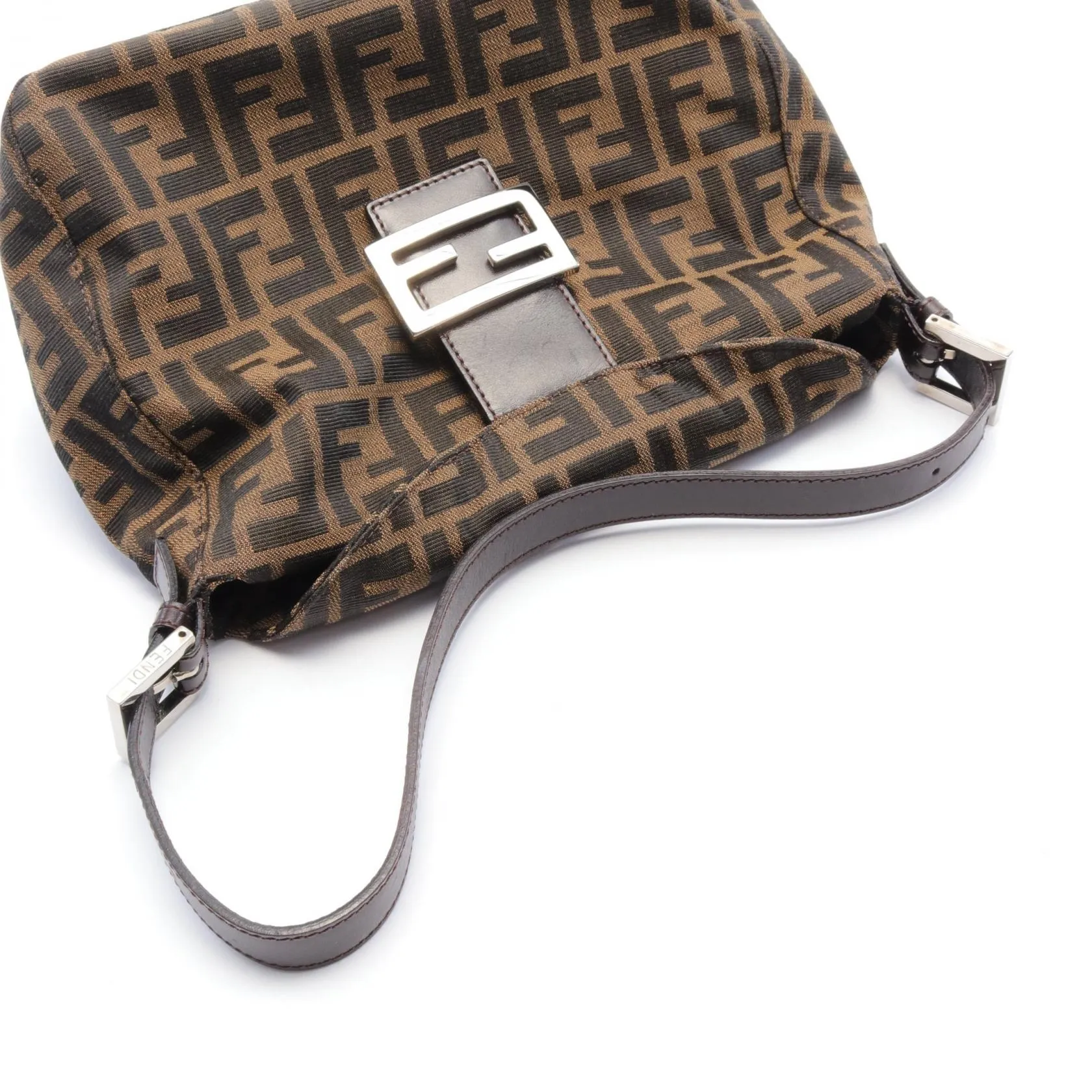 Fendi Zucca Canvas Leather Shoulder Bag