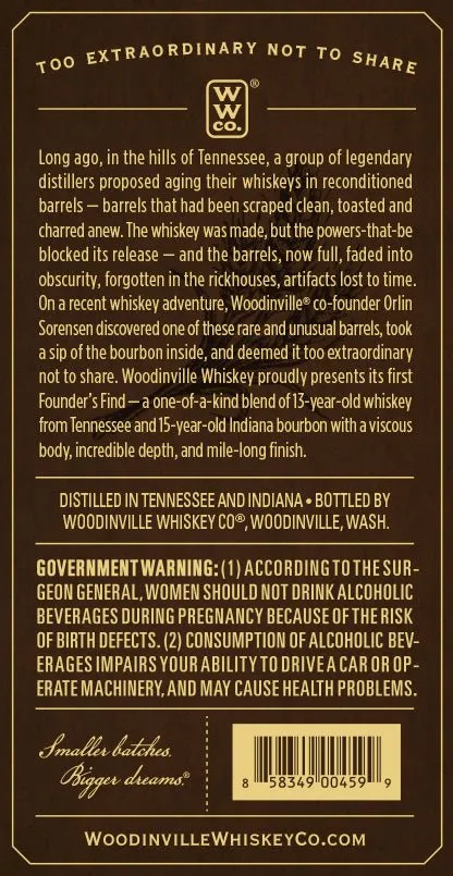 Founder's Find Whiskey Limited Release by Woodinville Whiskey Co.