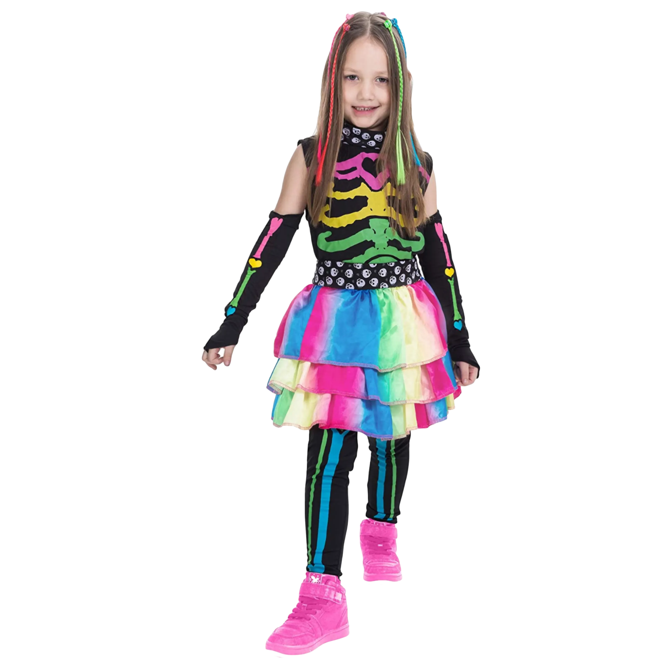 Funky Bones Colorful Skeleton Deluxe Costume for Girls Cosplay