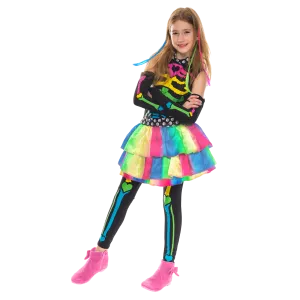 Funky Bones Colorful Skeleton Deluxe Costume for Girls Cosplay