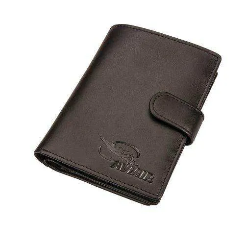 Genuine Leather Passport Cover with Tab - Black