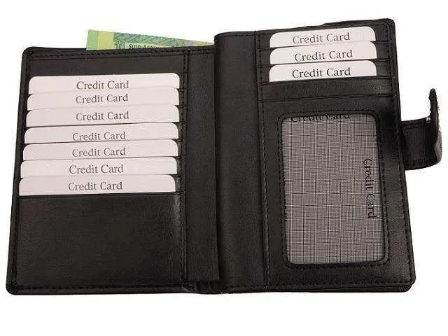 Genuine Leather Passport Cover with Tab - Black