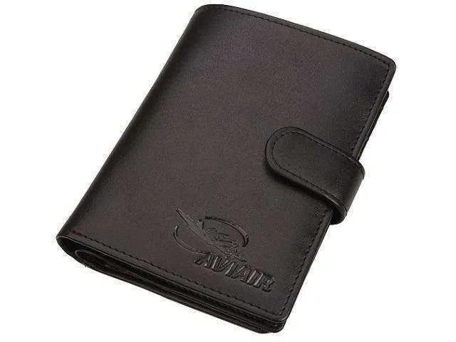 Genuine Leather Passport Cover with Tab - Black