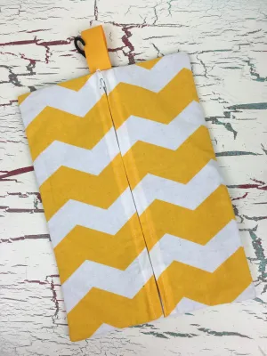 Gold and White Chevron Diaper/Wipee Case