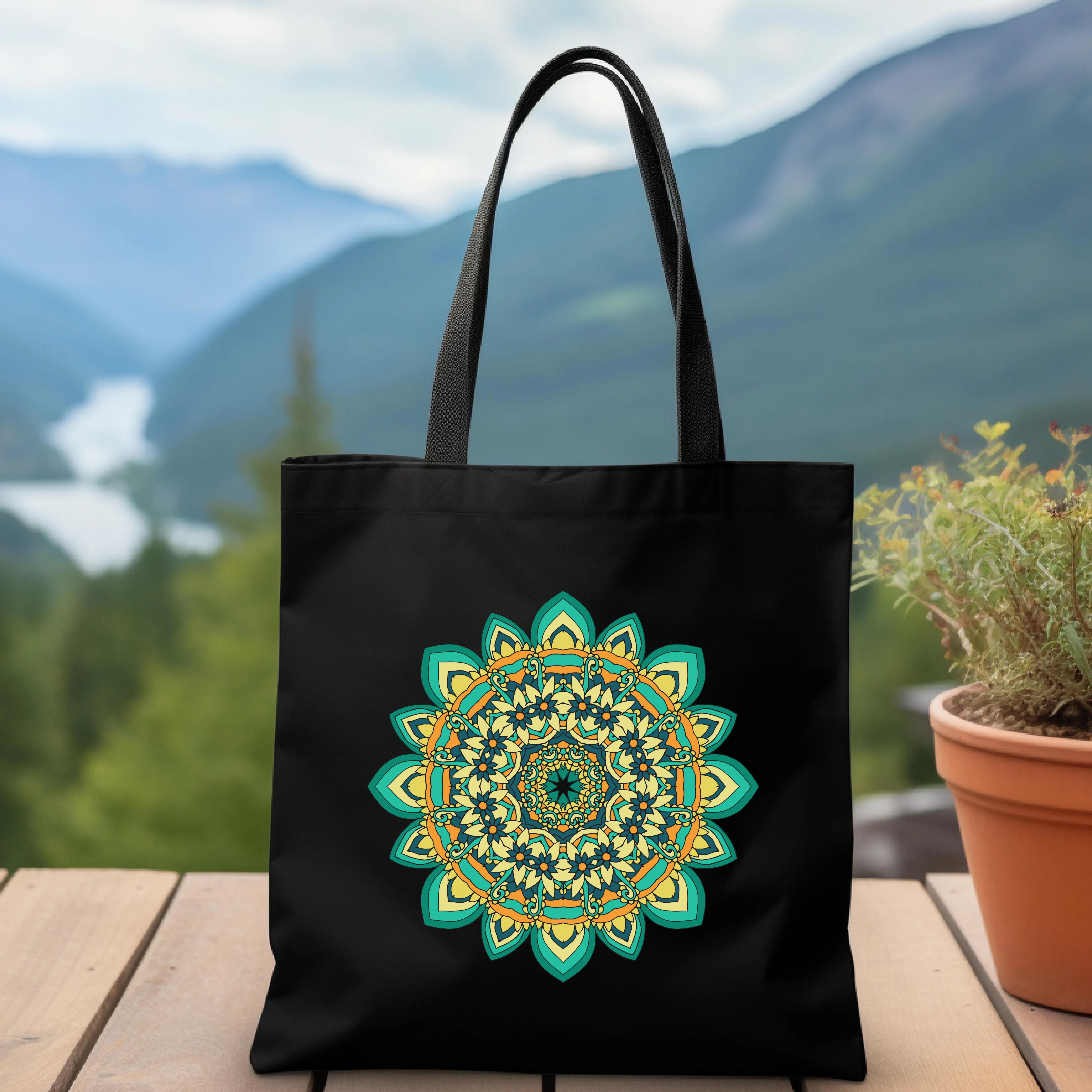 Green Mandala Canvas Tote Bag