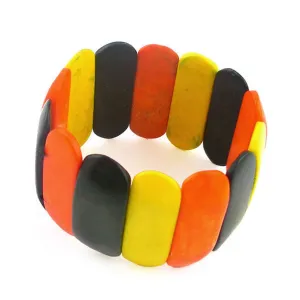 Handmade Colored Yak Bone Stretch Bracelet 1.75" Wide