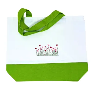 Heart-Shaped Flowers Embroidered Tote Bag
