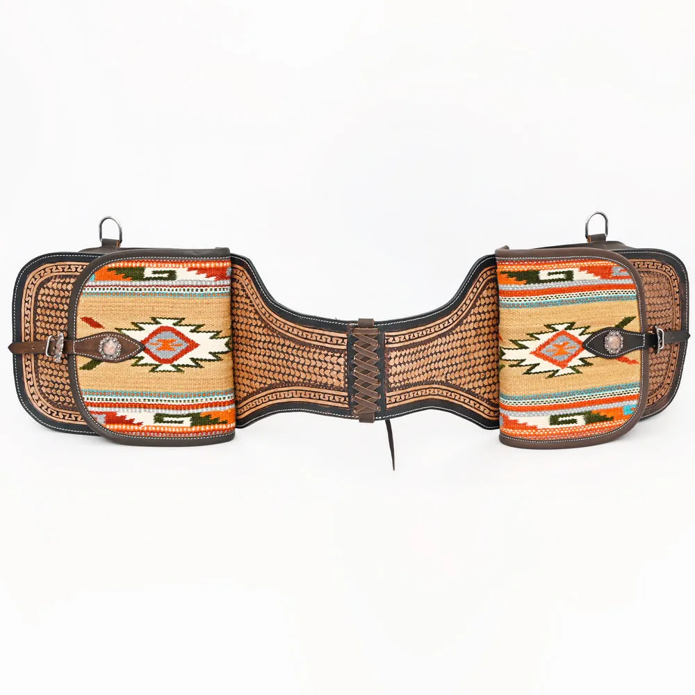 Hilason Floral  Western Horse Leather Saddle Bag Heavyduty Traditional Trail Ride