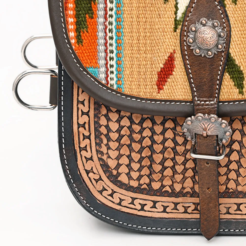 Hilason Floral  Western Horse Leather Saddle Bag Heavyduty Traditional Trail Ride