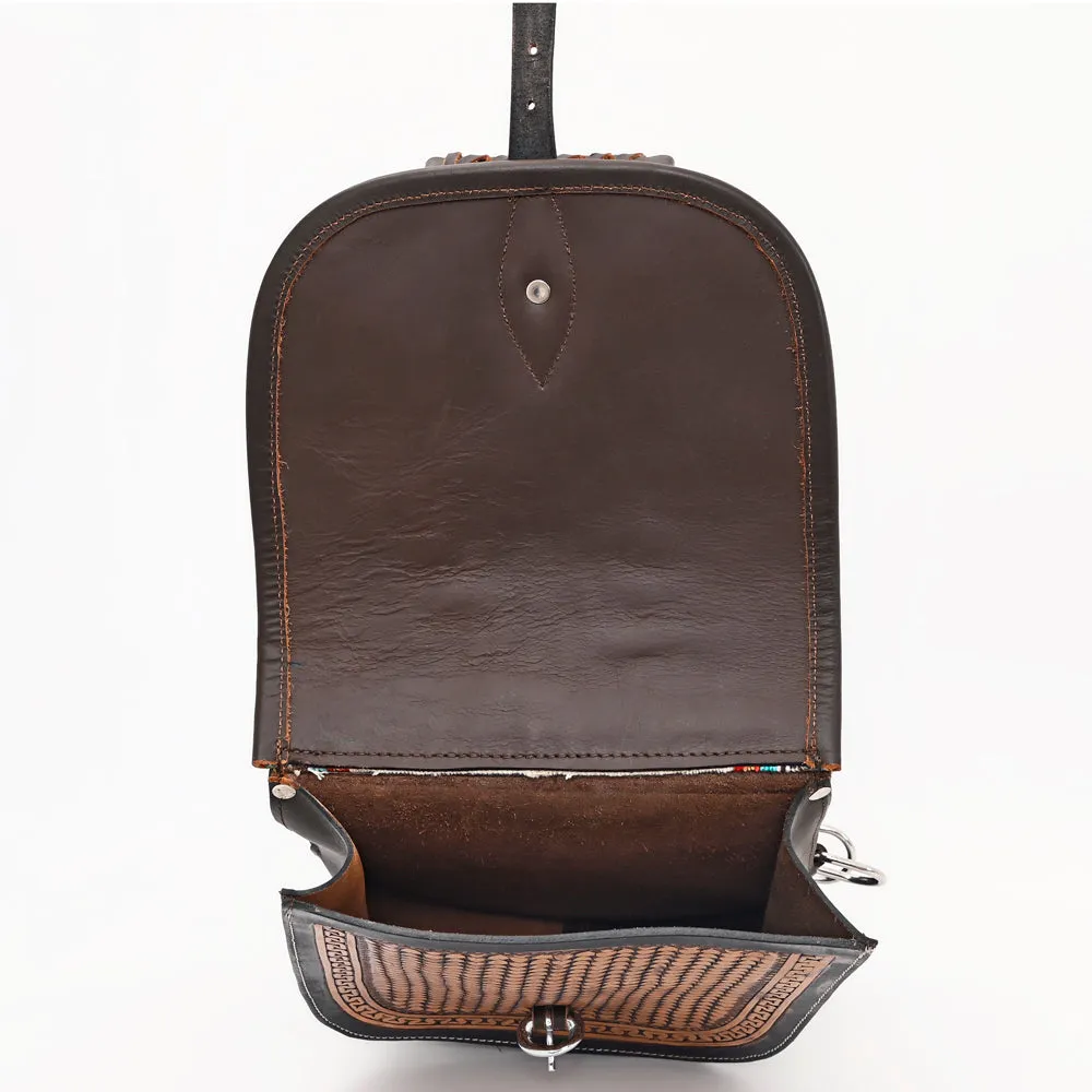 Hilason Floral  Western Horse Leather Saddle Bag Heavyduty Traditional Trail Ride