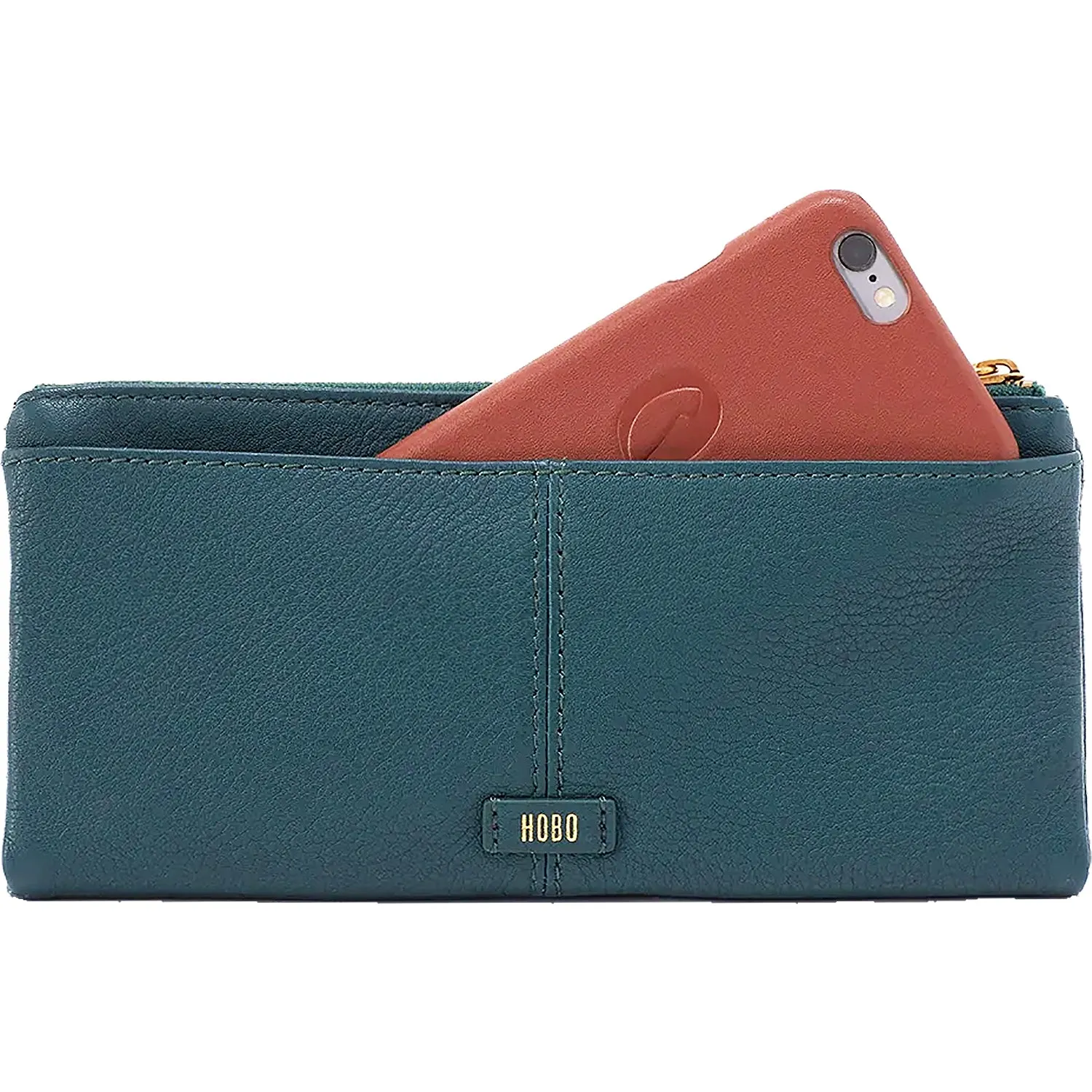 Hobo Keen Large Zip Continental Wallet Dark Teal Leather