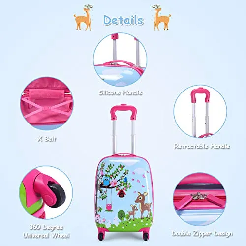 HONEY JOY Kids Luggage, Hard Shell with Wheels, (Deer)