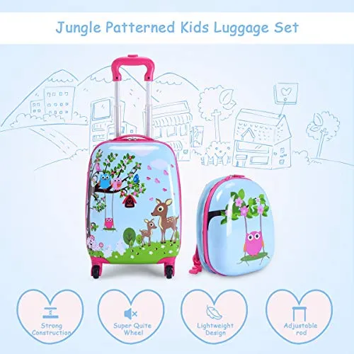 HONEY JOY Kids Luggage, Hard Shell with Wheels, (Deer)