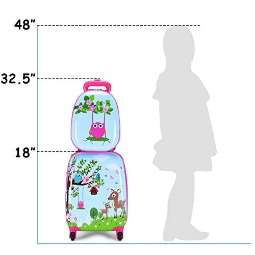 HONEY JOY Kids Luggage, Hard Shell with Wheels, (Deer)