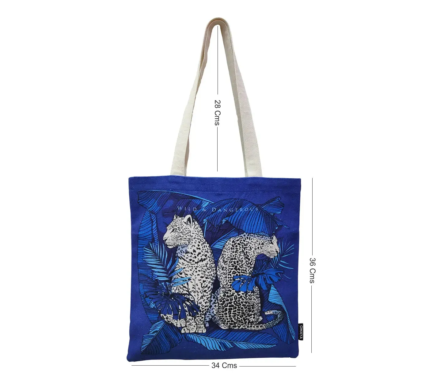 House of Omaya Blue Leopard  Canvas Tote bag 34×36 cm