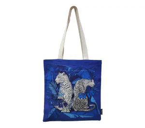 House of Omaya Blue Leopard  Canvas Tote bag 34×36 cm