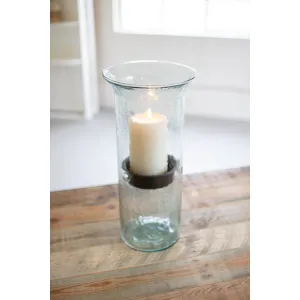 Kalalou - MINI GLASS CANDLE CYLINDERS W RUSTIC INSERT - LARGE - CV1020