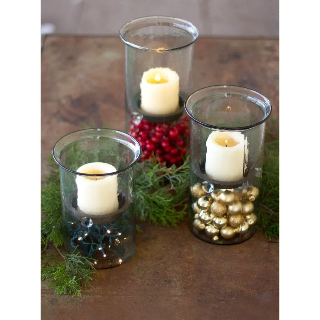 Kalalou - MINI GLASS CANDLE CYLINDERS W RUSTIC INSERT - LARGE - CV1020