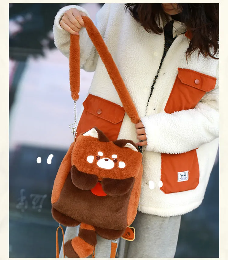  Kawaii Red Panda Plush Backpack