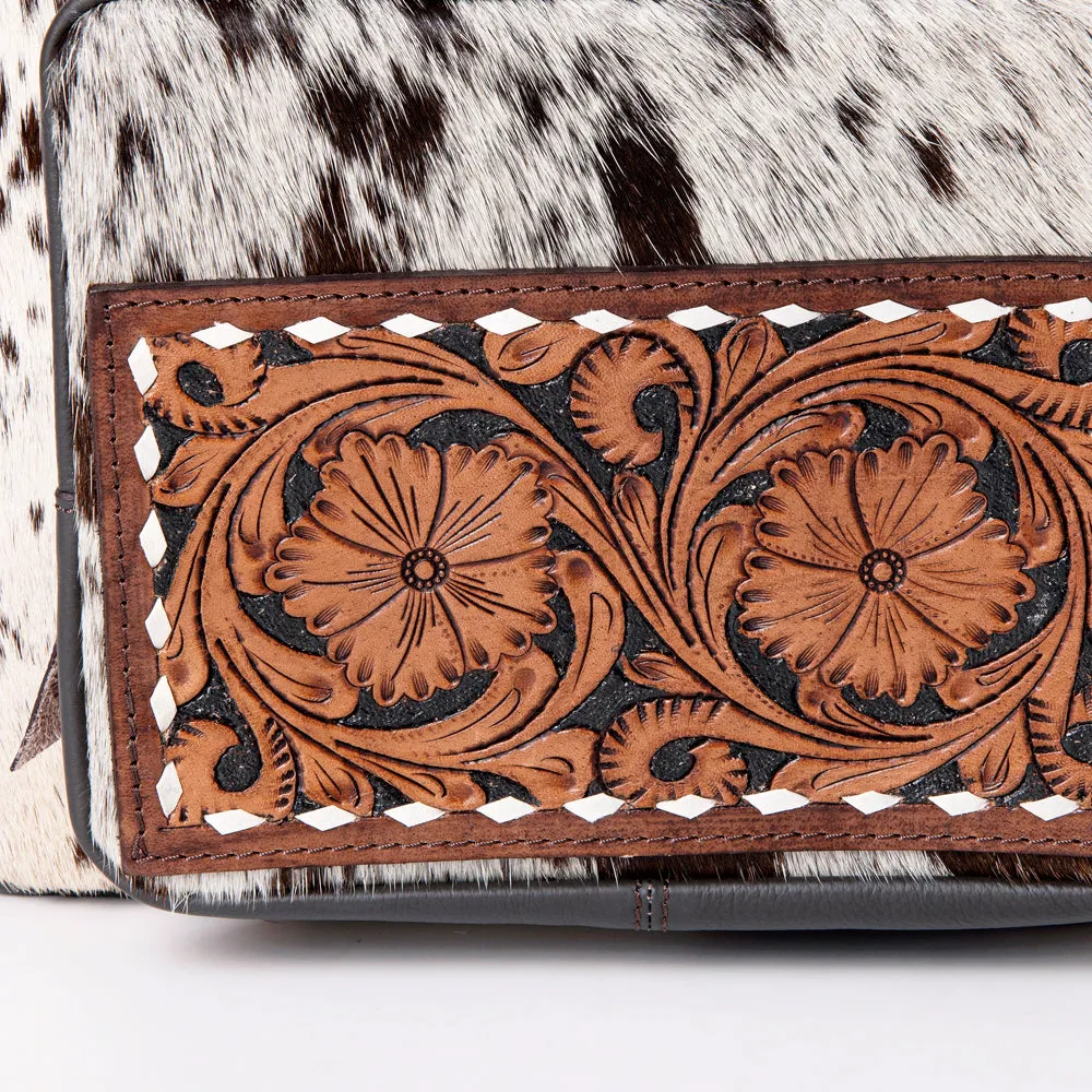 KBA123 - KBA123 -BACKPACK Hand Tooled Saddle Leather and Upcycled Canvas Ladies Bag 17.5x11.5 KBA123