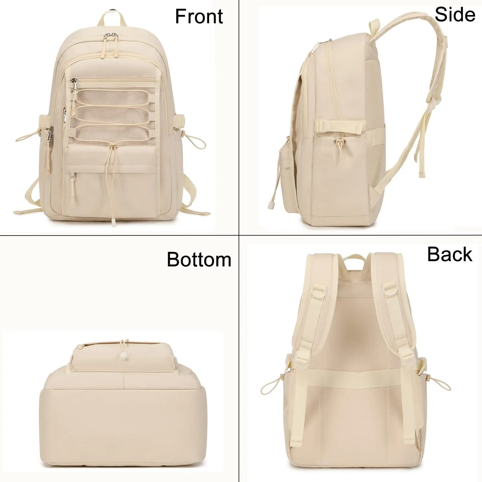 Kids Mesh School Backpacks - Black Khaki Book Bags For Boys Girls Laptop Backpack For Teens Durable Studants