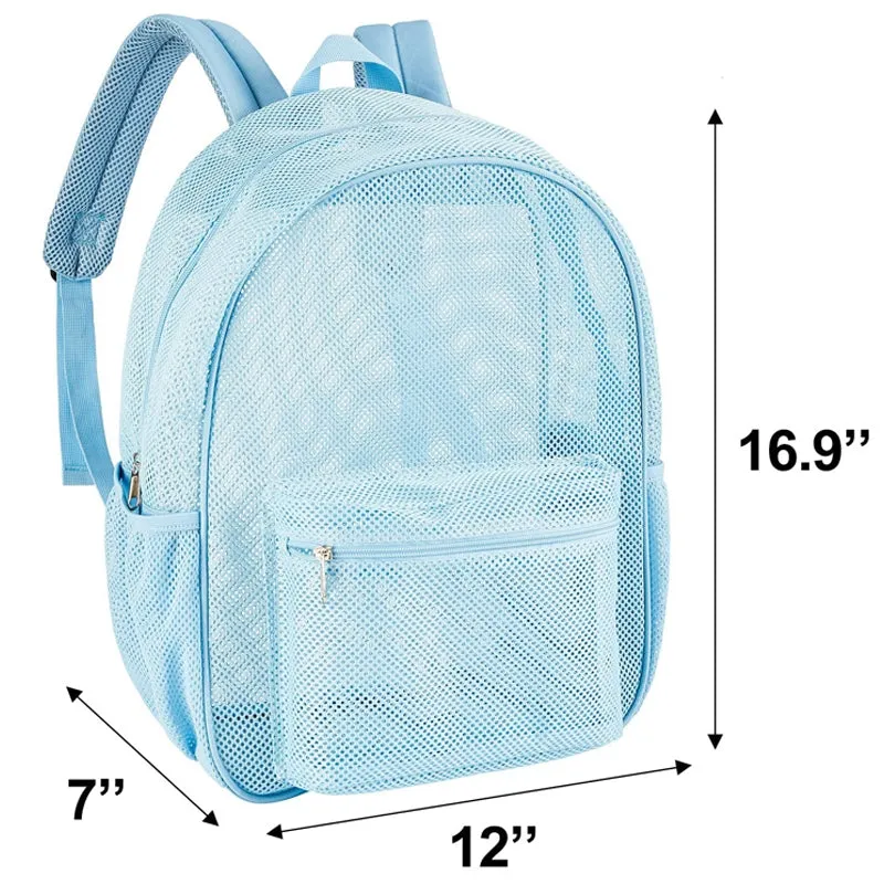 Kids Mesh School Backpacks - Black Pink Blue Book Bags For Boys Girls Heavy Duty Students See Through Beach Bookbag