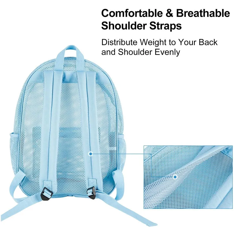 Kids Mesh School Backpacks - Black Pink Blue Book Bags For Boys Girls Heavy Duty Students See Through Beach Bookbag
