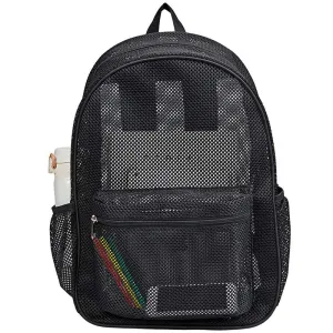 Kids Mesh School Backpacks - Black Pink Blue Book Bags For Boys Girls Heavy Duty Students See Through Beach Bookbag