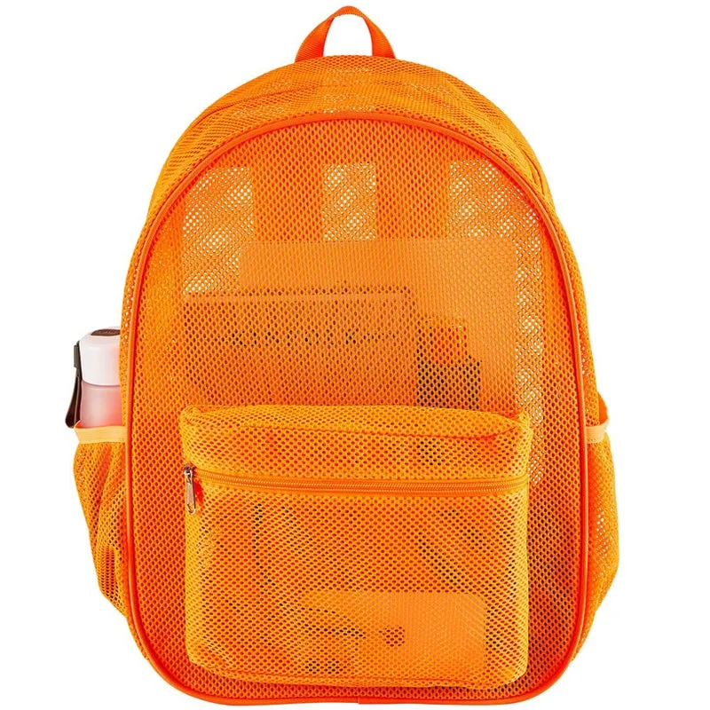 Kids Mesh School Backpacks - Black Pink Blue Book Bags For Boys Girls Heavy Duty Students See Through Beach Bookbag