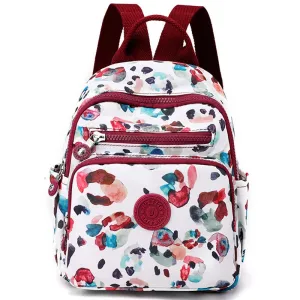 Kids Mini School Backpacks - Beige Blue Grey Book Bags For Girls Nylon Printed Small Bag